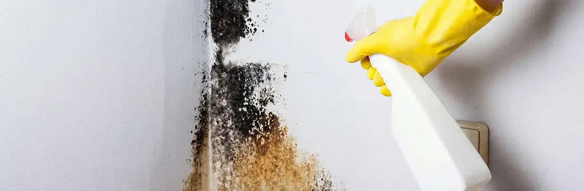 visible mold growth on an interior wall being treated during mold removal service in Nashville, TN
