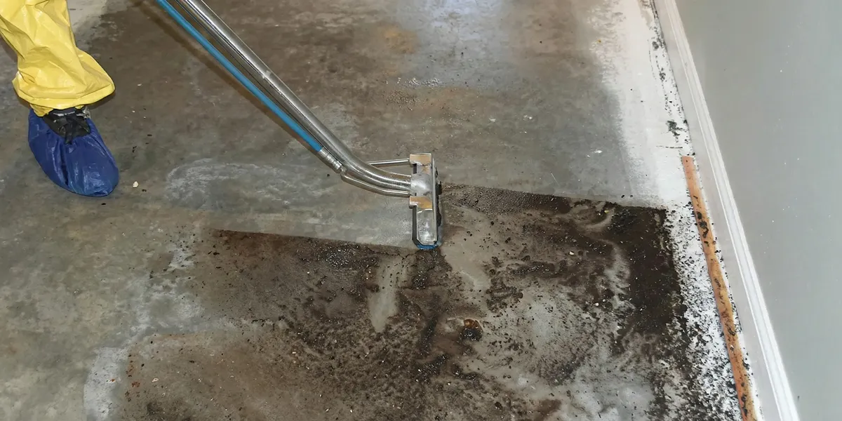 sewage removal technicians extracting contaminated wastewater from a residential floor in Nashville, TN