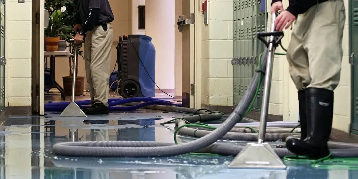 water damage restoration technicians performing professional water extraction inside a property in Nashville, TN